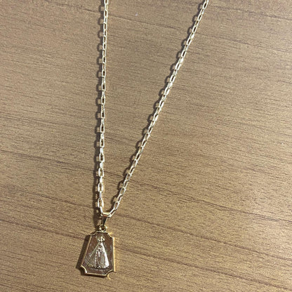 CORRENTE DOURADA NOSSA SENHORA APARECIDA MOD3 ( 1 UNIDADE)