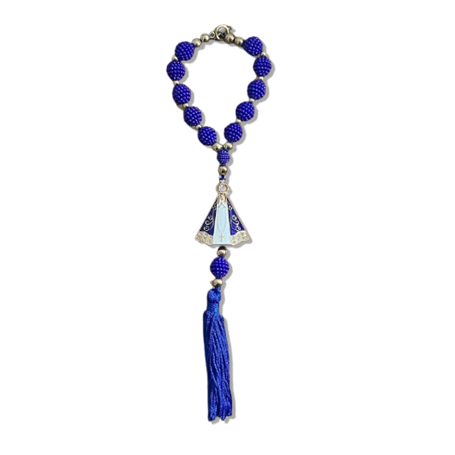 DEZENA PARA CARRO NOSSA SENHORA APARECIDA AMORA AZUL MOD3 14MM (3 UNIDADES)