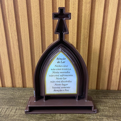 CAPELA ACRÍLICA G NOSSA SENHORA DE FÁTIMA MARROM 18X12CM (1 UNIDADE)