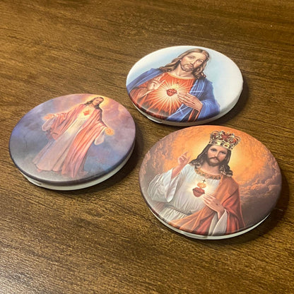 ESPELHO DE BOLSA SAGRADO CORAÇÃO DE JESUS ( 3 UNIDADES )
