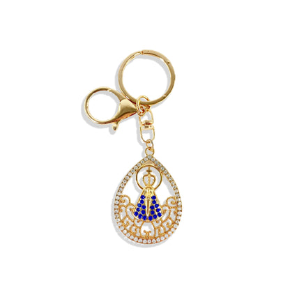 CHAVEIRO LUXO NOSSA SENHORA APARECIDA GOTA COM STRASS MOD2 (6 UNIDADES)