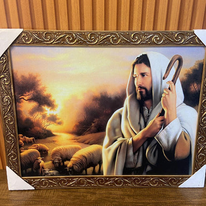 QUADRO COM MOLDURA RESINADO JESUS BOM PASTOR 34CMX44CM (1 UNIDADE)
