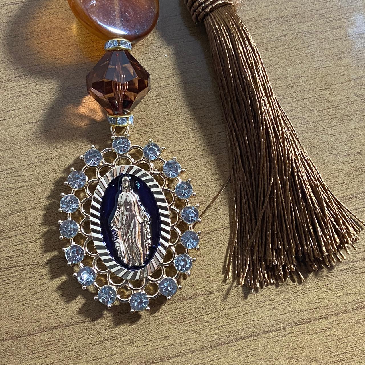 CHAVEIRO DE PEDRARIAS NOSSA SENHORA DAS GRAÇAS COM STRASS (1 UNIDADE)