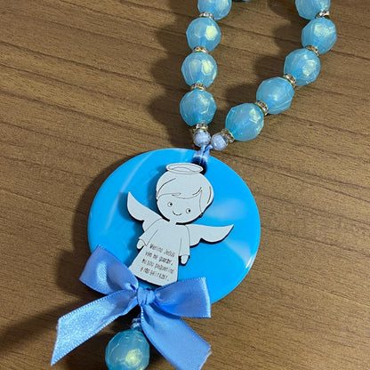 DEZENAACRÍLICA MEDALHÃO DE RESINA ANJINHO AZUL 16MM (1 UNIDADE)