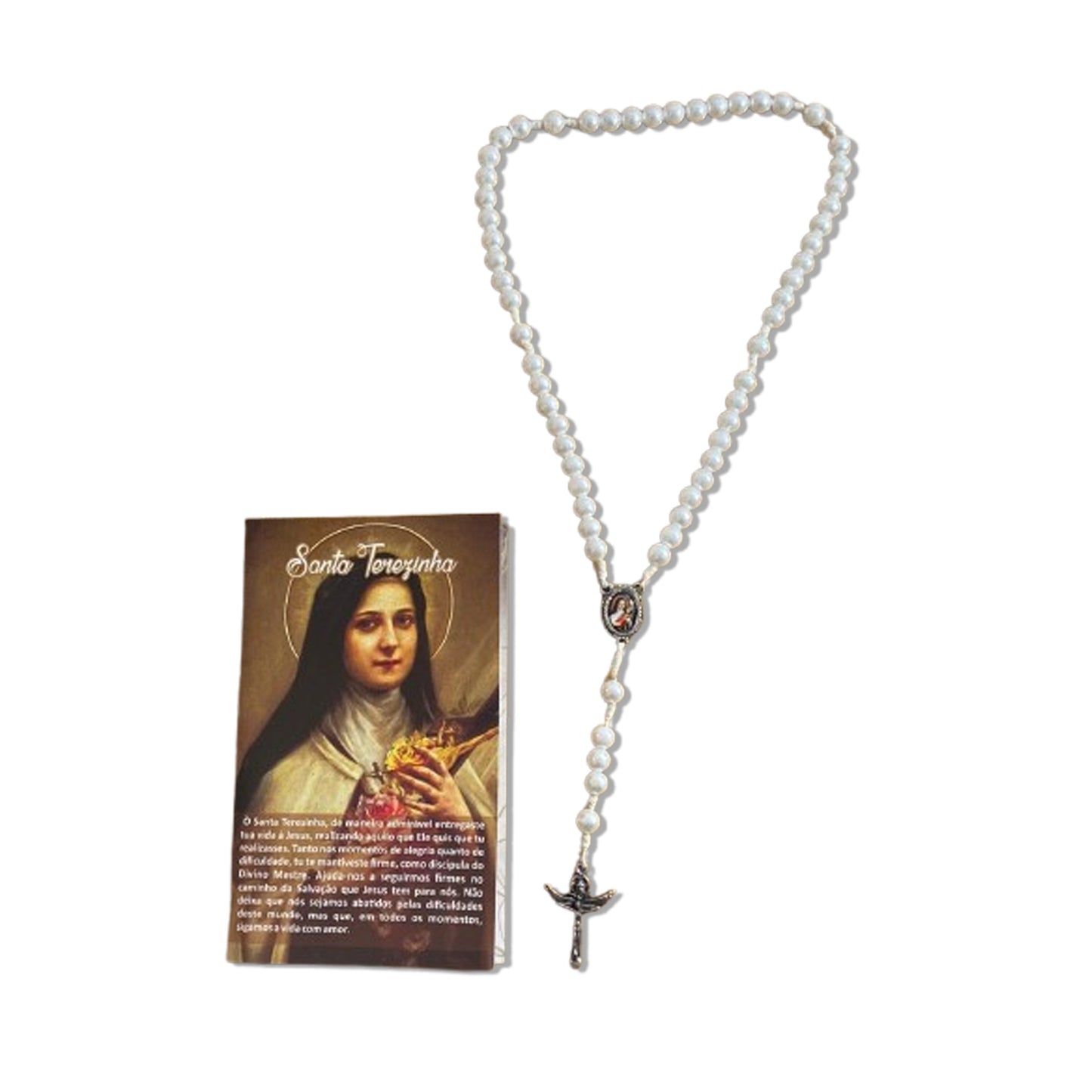 TERÇO PÉROLA SANTA TERESINHA BRANCO 8MM (1 UNIDADE)