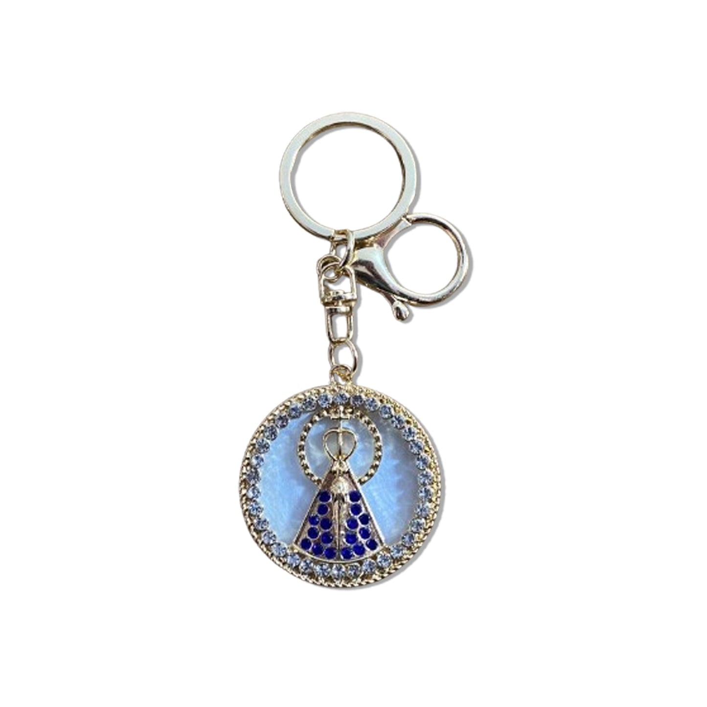CHAVEIRO LUXO NOSSA SENHORA APARECIDA MADREPÉROLA COM STRASS MOD3 (6 UNIDADES)
