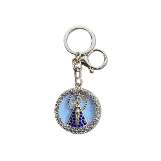CHAVEIRO LUXO NOSSA SENHORA APARECIDA MADREPÉROLA COM STRASS MOD3 (6 UNIDADES)