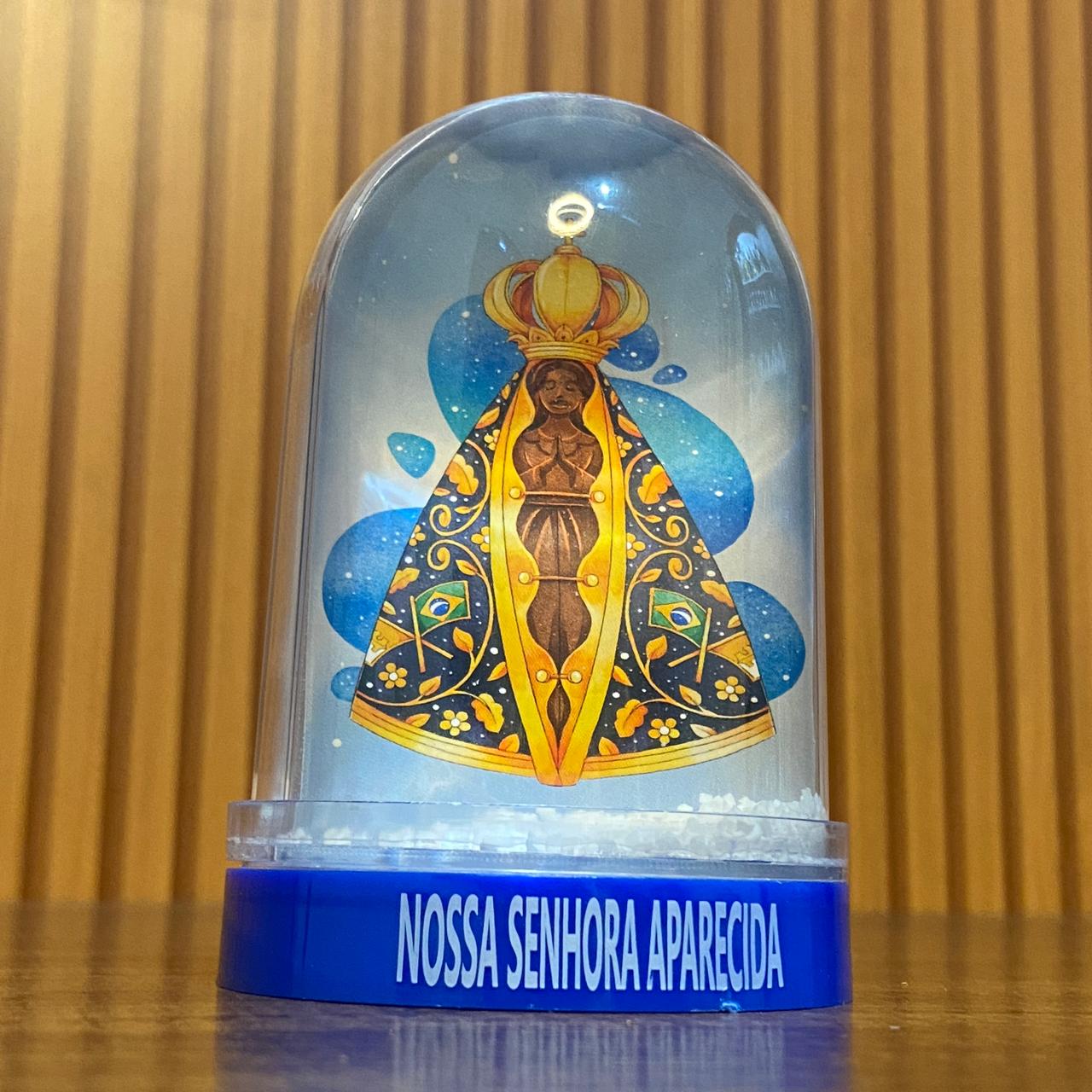 ENFEITE DE MESA GLOBO DE NEVE NOSSA SENHORA APARECIDA - MOD1 (1 UNIDADE)