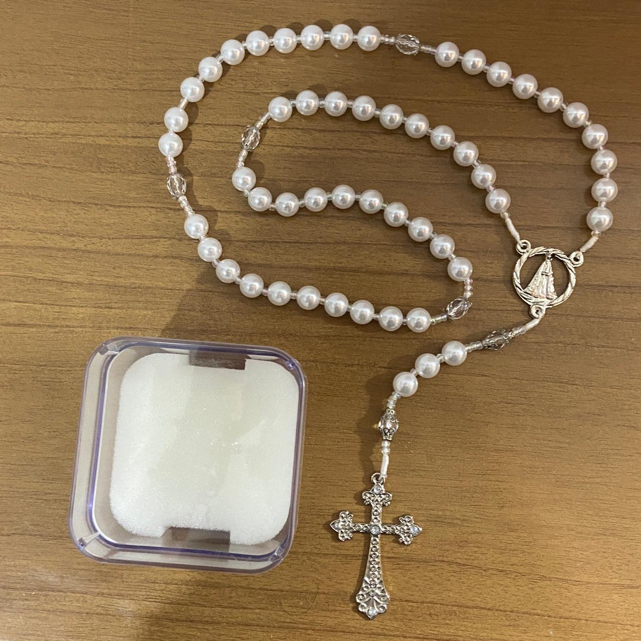 TERÇO DE NOIVA PÉROLA NOSSA SENHORA APARECIDA MOD1 12MM (1 UNIDADE)