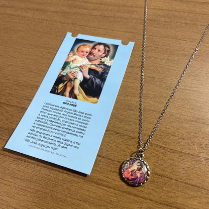 CORRENTE INOX COM MEDALHA RESINADA SÃO JOSÉ   (3 UNIDADES)