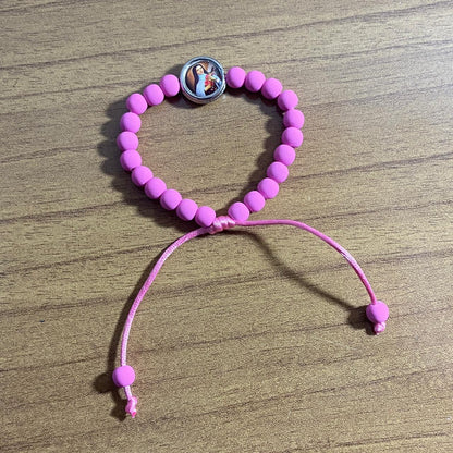 PULSEIRA EMBORRACHADA SANTA TERESINHA ROSA REGULÁVEL (6 UNIDADES)