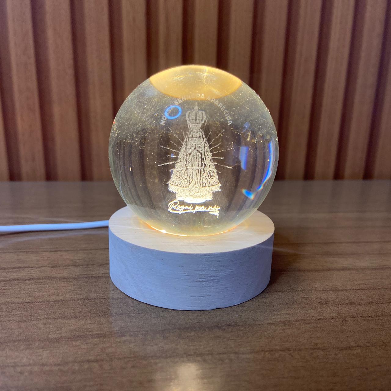 LUMINÁRIA LED BOLA DE VIDRO NOSSA SENHORA APARECIDA (1 UNIDADE)