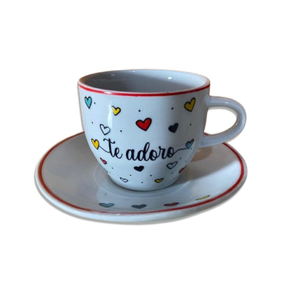 XÍCARA COM PIRES TE ADORO MOD2 200ML (1 UNIDADE)