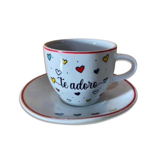 XÍCARA COM PIRES TE ADORO MOD2 200ML (1 UNIDADE)