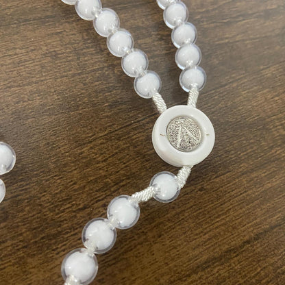 TERÇO NOSSA SENHORA APARECIDA  BRANCO 10MM (6 UNIDADES)