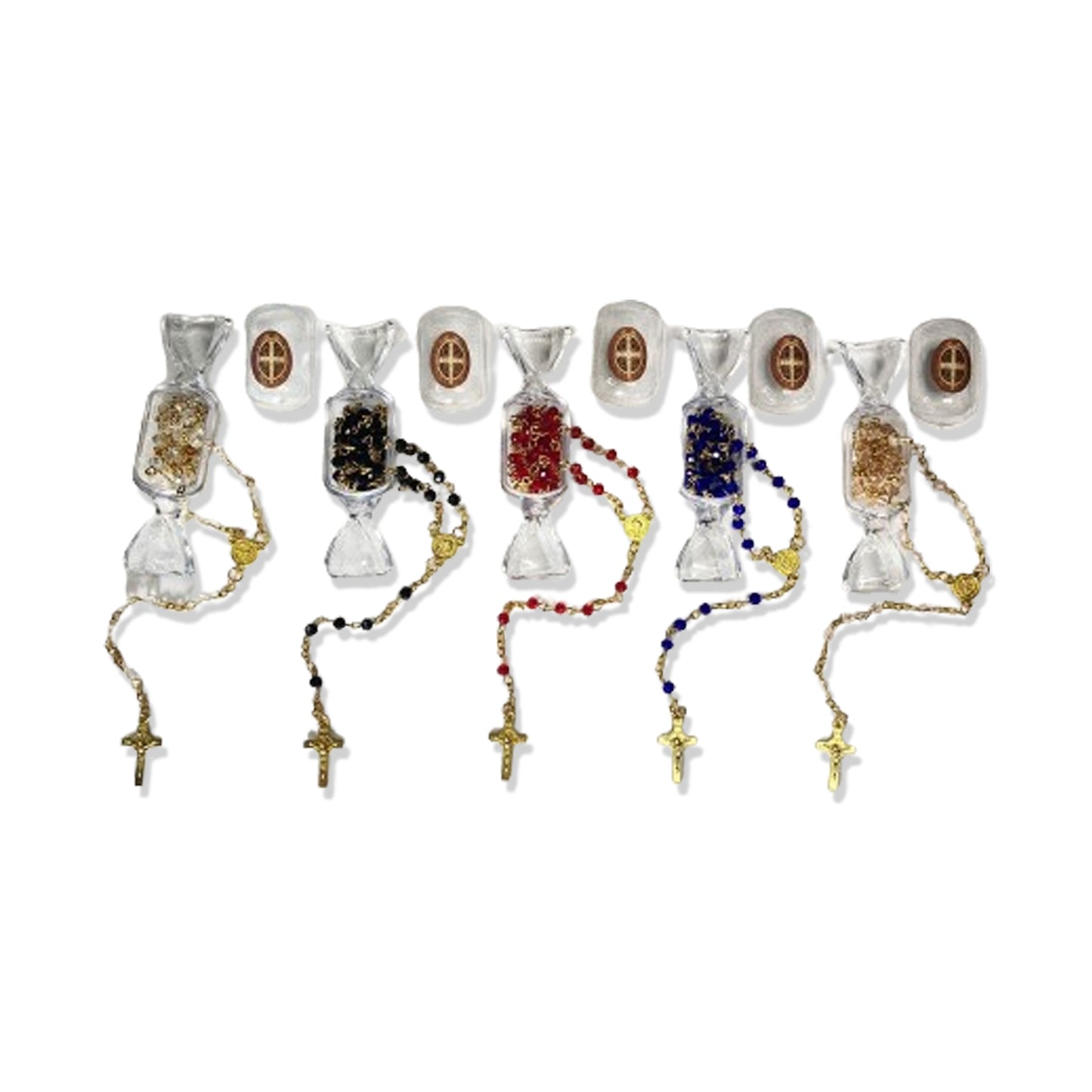 TERÇO CANDY CRISTAL SÃO BENTO 4MM (12 UNIDADES)