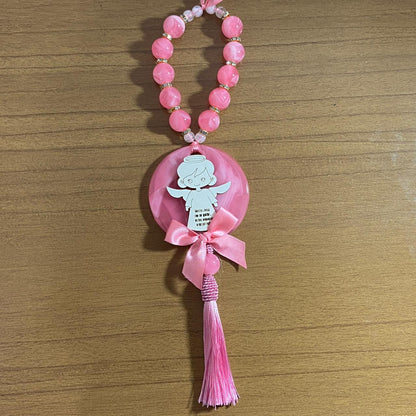 DEZENA PÉROLA MEDALHÃO DE RESINA ANJINHO ROSA 15MM (1 UNIDADE)