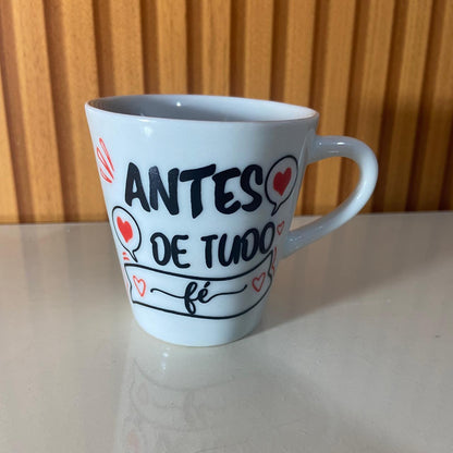 XÍCARA BRANCA ANTES DE TUDO FÉ 120ML (1 UNIDADE)