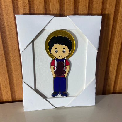 QUADRO MDF CARLO ACUTIS INFANTIL COM ACRÍLICO 15,6CMX 12,6CM (1 UNIDADE)