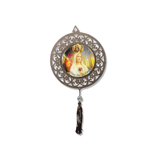 MANDALA MDF TABACO NOSSA SENHORA DE FÁTIMA  26CM (1 UNIDADE)