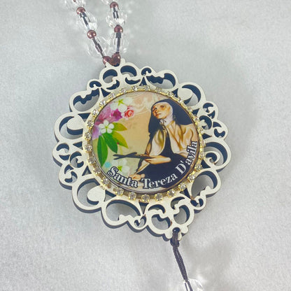 MEDALHÃO DE PORTA RESINADO COM STRASS SANTA TERESA D'AVILA (1 UNIDADE)