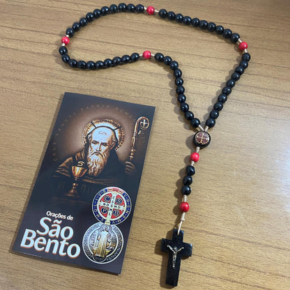 TERÇO DE MADEIRA SÃO BENTO PRETO MOD3 08MM (3 UNIDADES)
