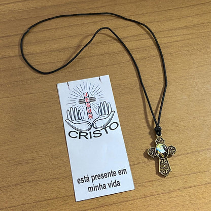 CORDÃO COM CRUZ RESINADA SANTA RITA ( 3 UNIDADES)