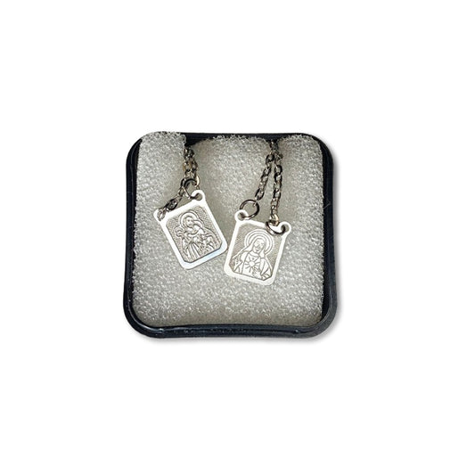 ESCAPULÁRIO INOX LASER SAGRADO CORAÇÃO DE  JESUS E SÃO JOSÉ  (6 UNIDADES)