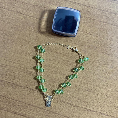 PULSEIRA ESCAPULARIO CRISTAL VERDE CLARO TRANSPARENTE (3 UNIDADES)