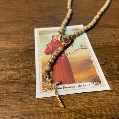 TERÇO PÉROLA MARROM  SÃO FRANCISCO 6MM (1 UNIDADE)