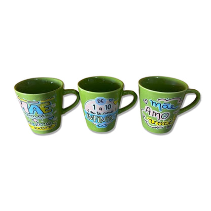 XÍCARA VERDE MÃE - FRASES SORTIDAS 120ML (1 UNIDADE)