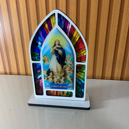 CAPELA MDF VITRAL NOSSA SENHORA DA IMACULADA CONCEIÇÃO 18CM (1 UNIDADE)