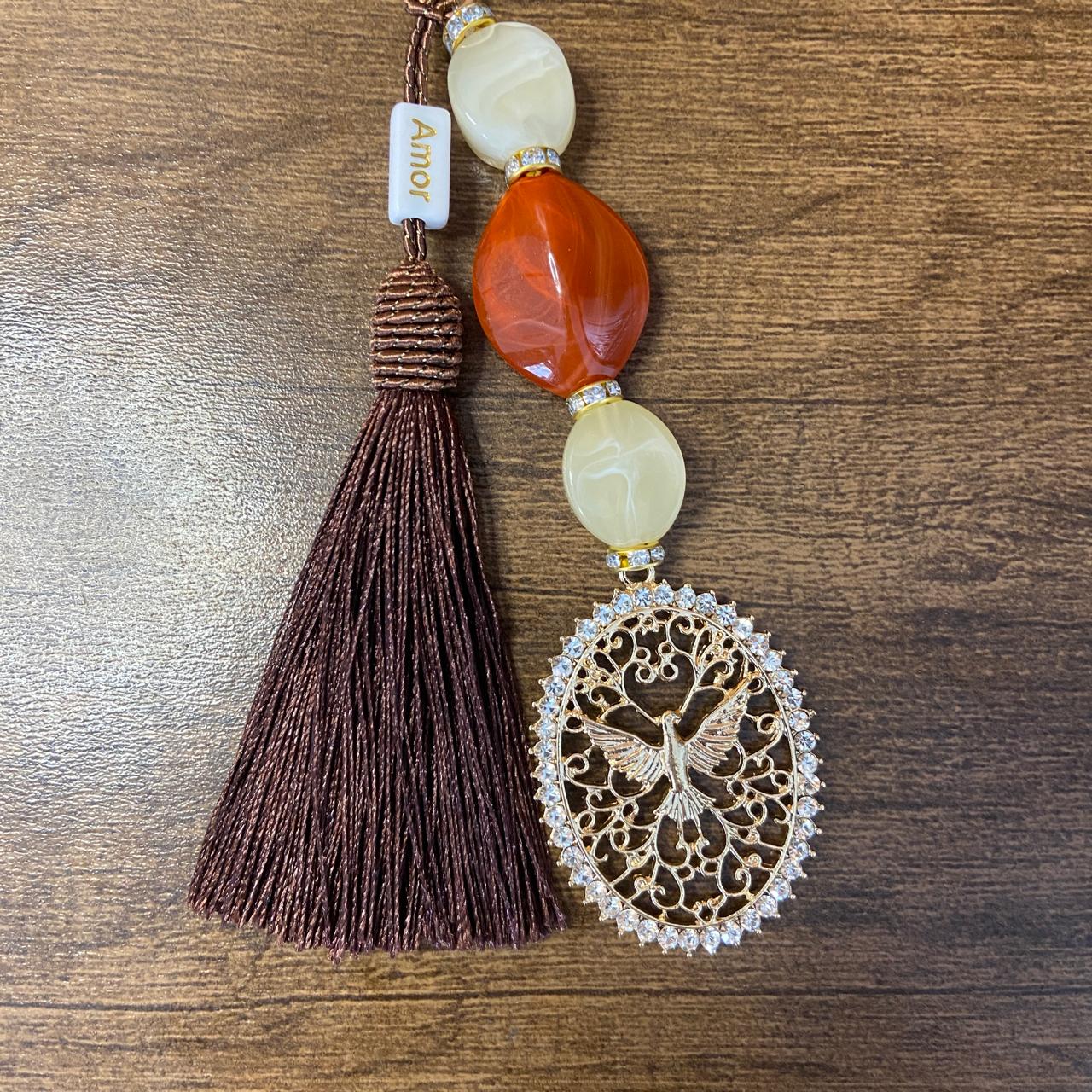 CHAVEIRO DE PEDRARIAS DIVINO ESPÍRITO SANTO COM STRASS (1 UNIDADE)