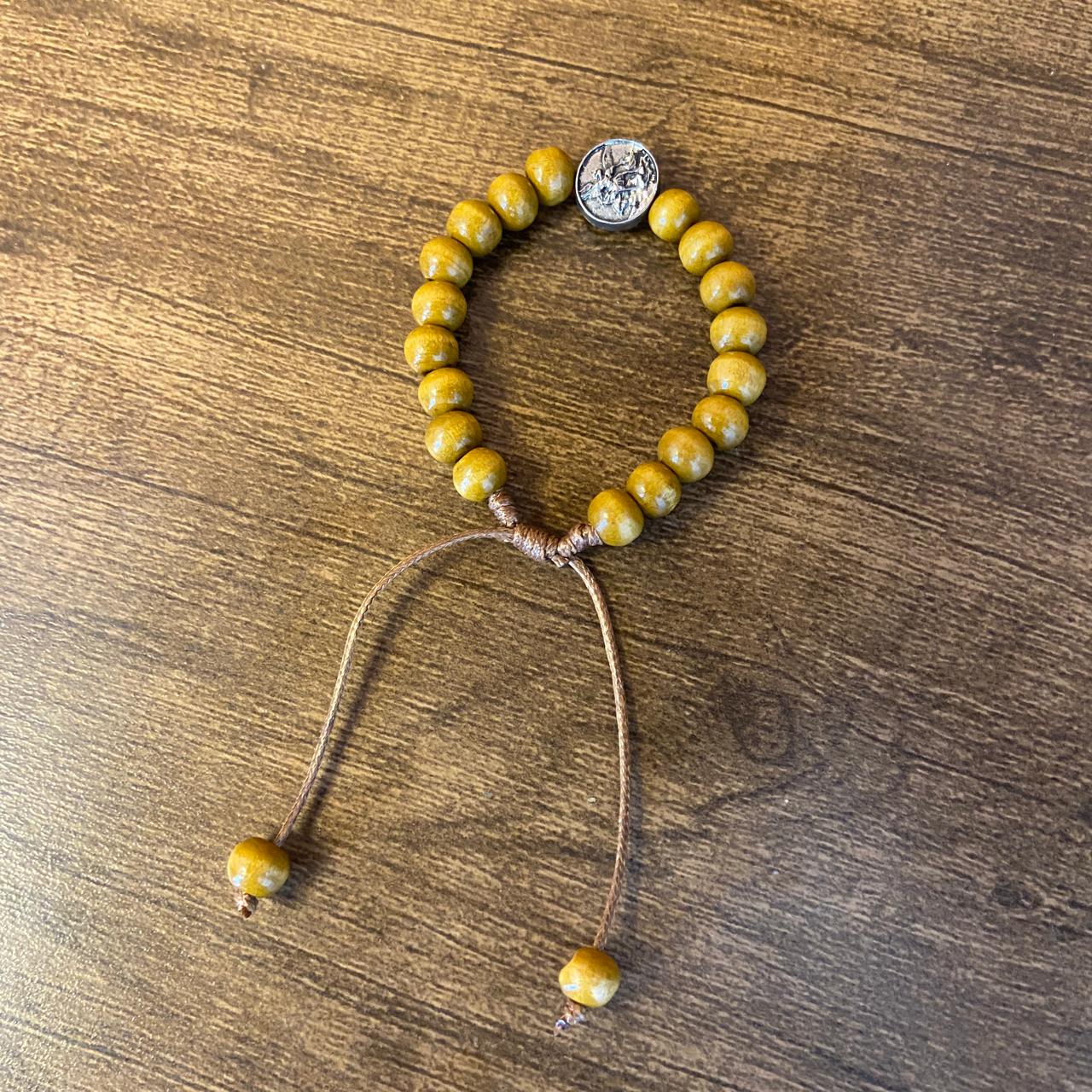 PULSEIRA DE MADEIRA MARROM REGULAVEL SÃO MIGUEL ARCANJO (3 UNIDADES)