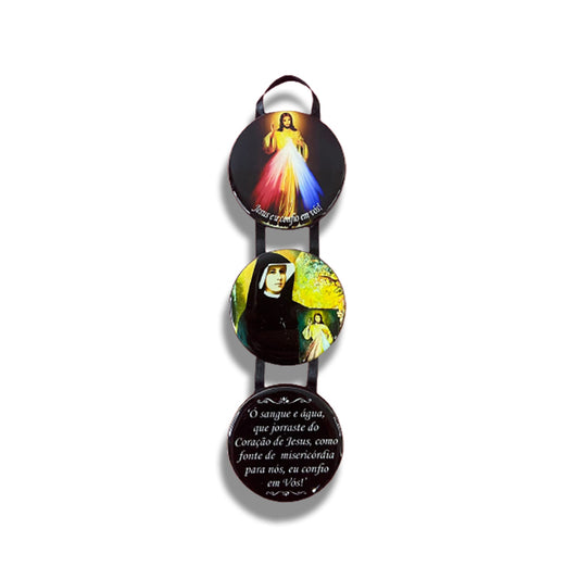 ADORNO TRIPLO REDONDO FITA JESUS MISERICORDIOSO (1 UNIDADE)