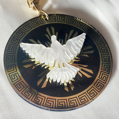 CHAVEIRO DOURADO DIVINO ESPÍRITO SANTO DE ACRÍLICO  ( 6 UNIDADES)