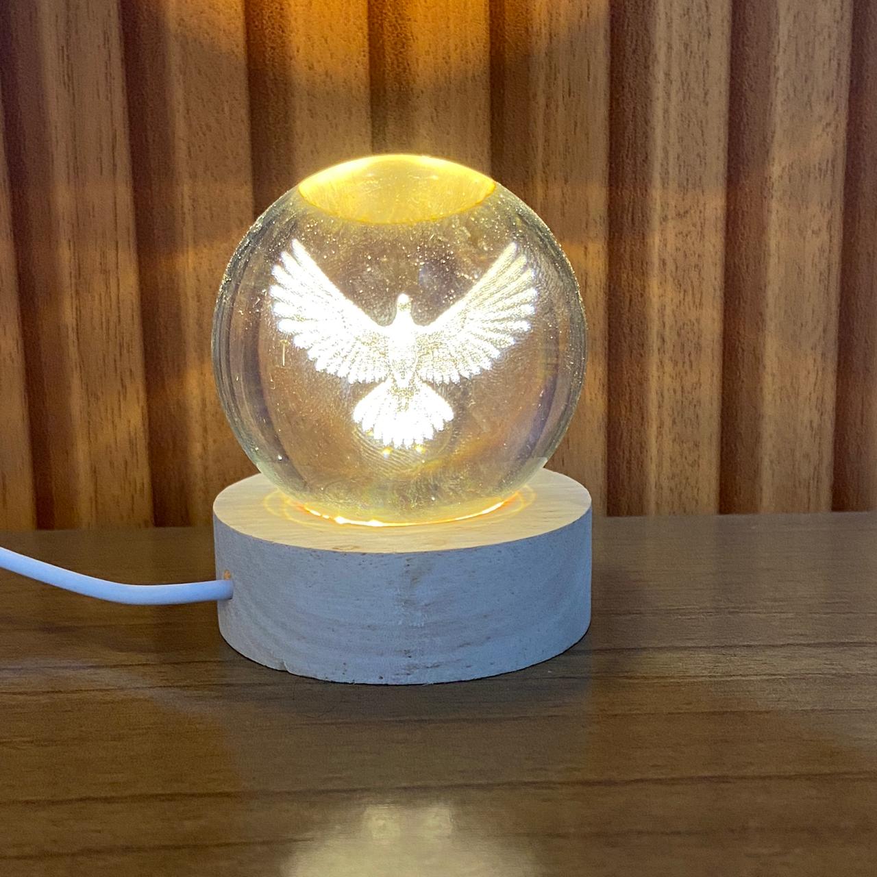 LUMINÁRIA LED BOLA DE VIDRO DIVINO ESPÍRITO SANTO (1 UNIDADE)