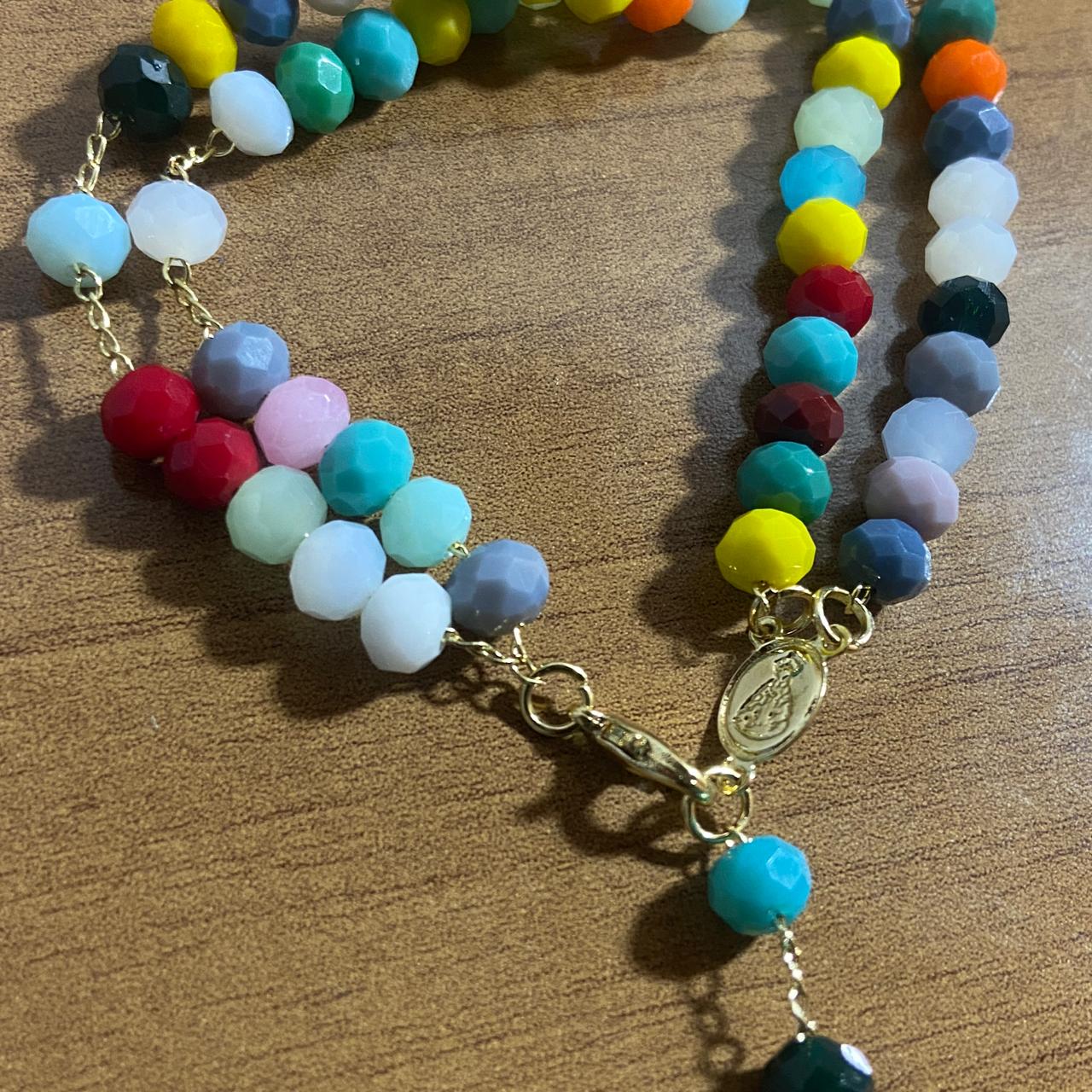 TERÇO PULSEIRA CRISTAL COLORIDA  (3 UNIDADES)