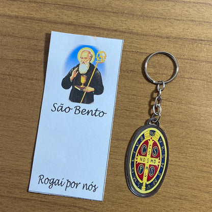 CHAVEIRO METAL OVAL RESINADO MEDALHA SÃO BENTO (6 UNIDADES)