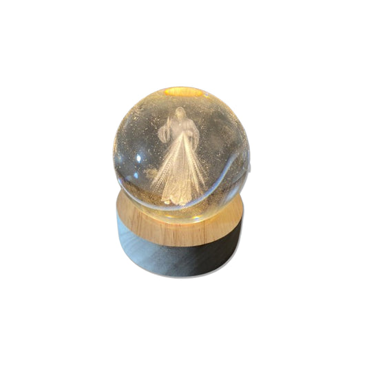 LUMINÁRIA LED BOLA DE VIDRO JESUS MISERICORDIOSO (1 UNIDADE)
