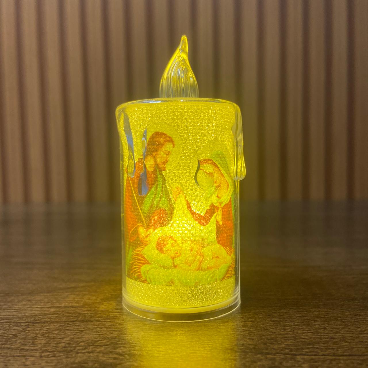 VELA ELETRÔNICA TRANSPARENTE SAGRADA FAMÍLIA 08CM ( 3 UNIDADES)