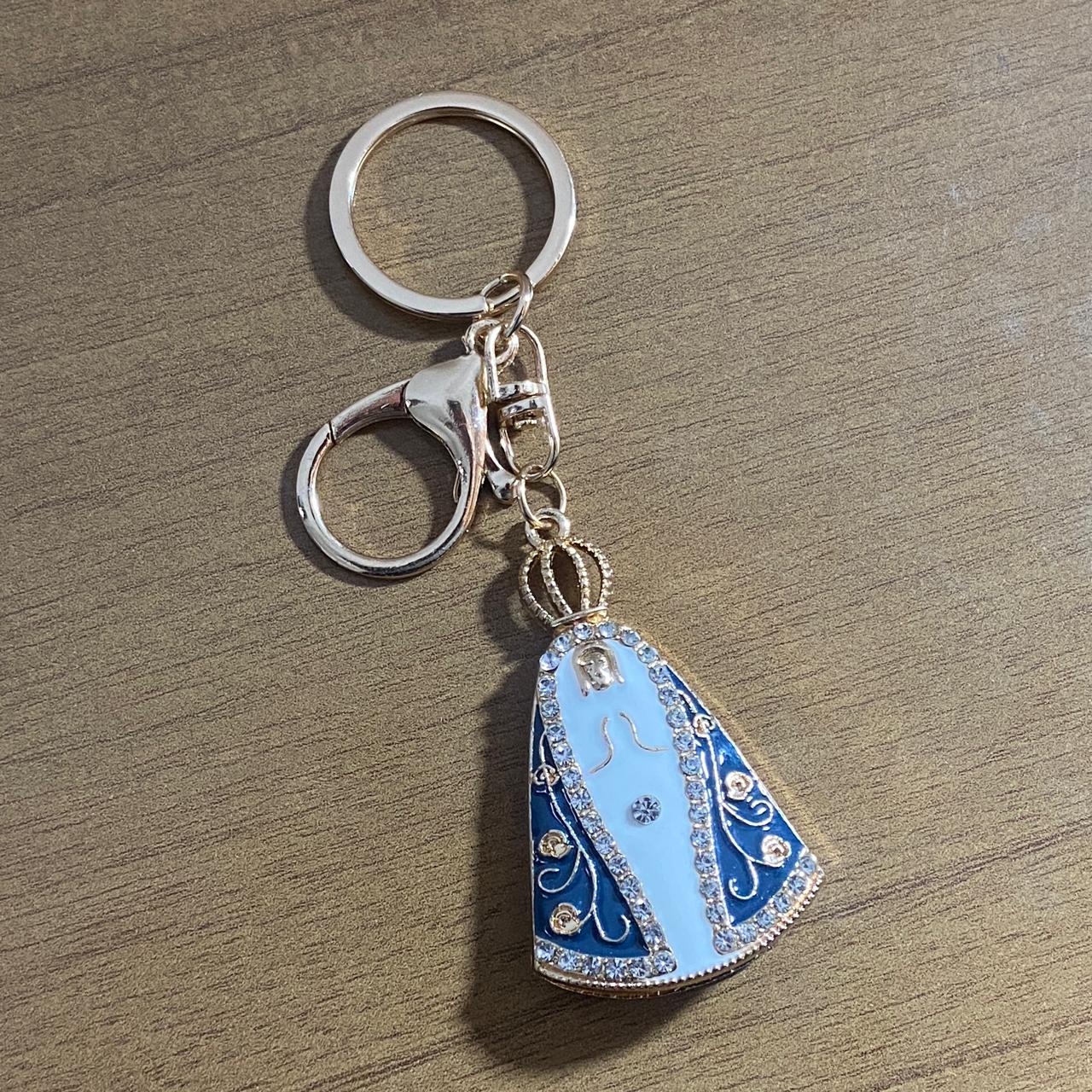 CHAVEIRO LUXO NOSSA SENHORA APARECIDA COM MOSQUETE  MOD4 (6 UNIDADES)