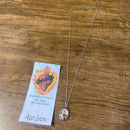 CORRENTE INOX COM MEDALHA RESINADA SÃO JOSÉ   (3 UNIDADES)