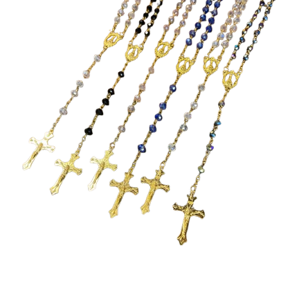 TERÇO CRISTAL NOSSA SENHORA APARECIDA CORES SORTIDAS 6MM  ( 6 UNIDADES)