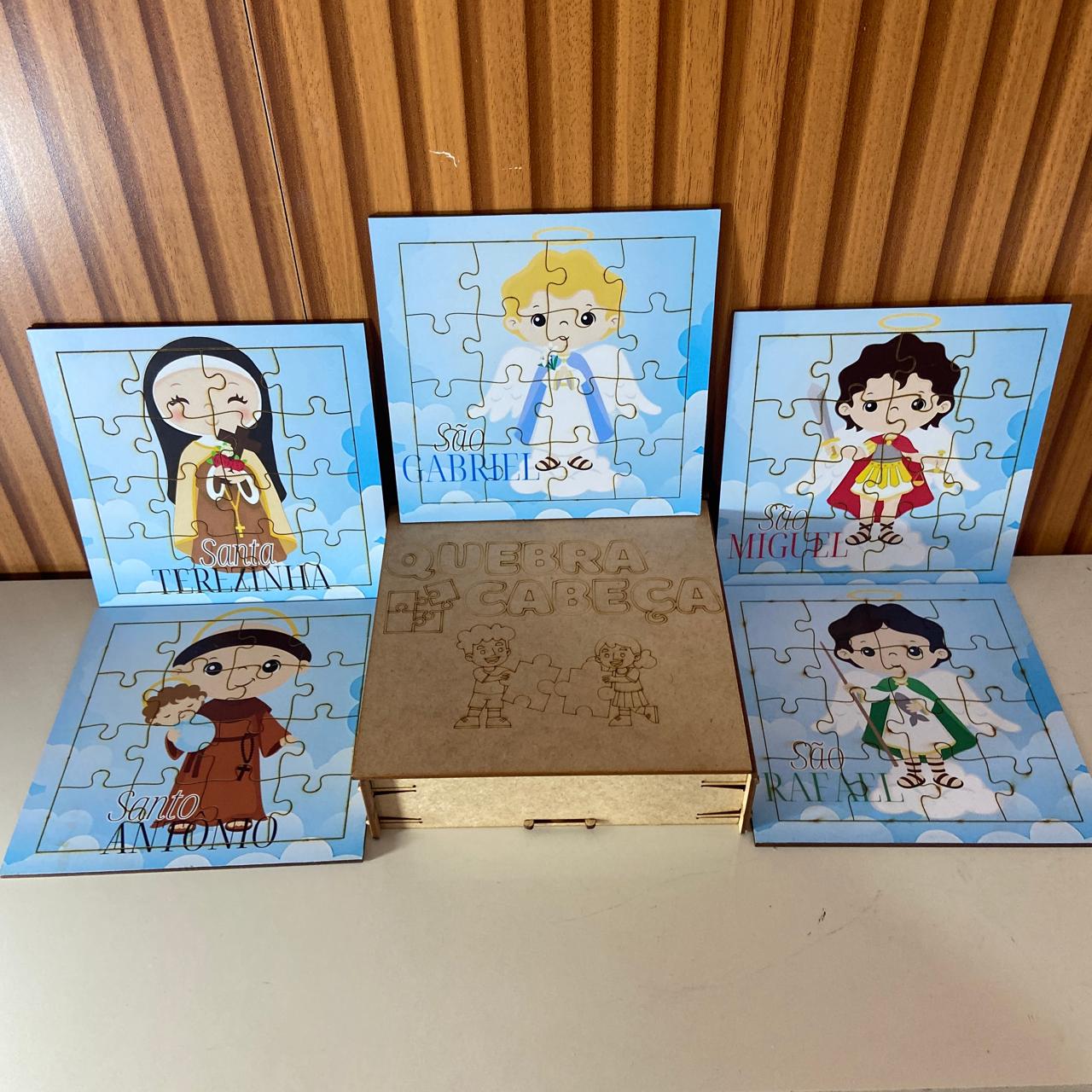 KIT QUEBRA CABEÇA INFANTIL MDF SANTOS SORTIDOS MOD2 (5 UNIDADE)