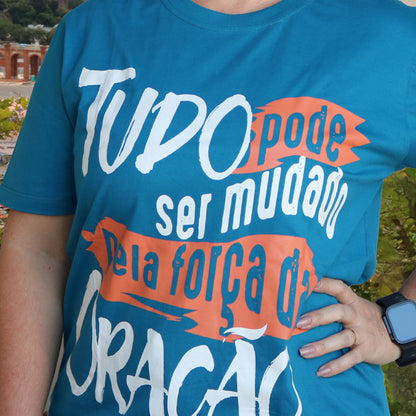 CAMISETA AZUL TUDO PODE SER MUDADO TAMANHO M (1 UNIDADE)