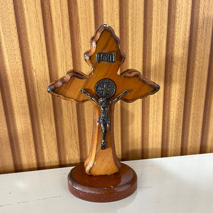 CRUCIFIXO MADEIRA DE MESA  14CM (1 UNIDADE)