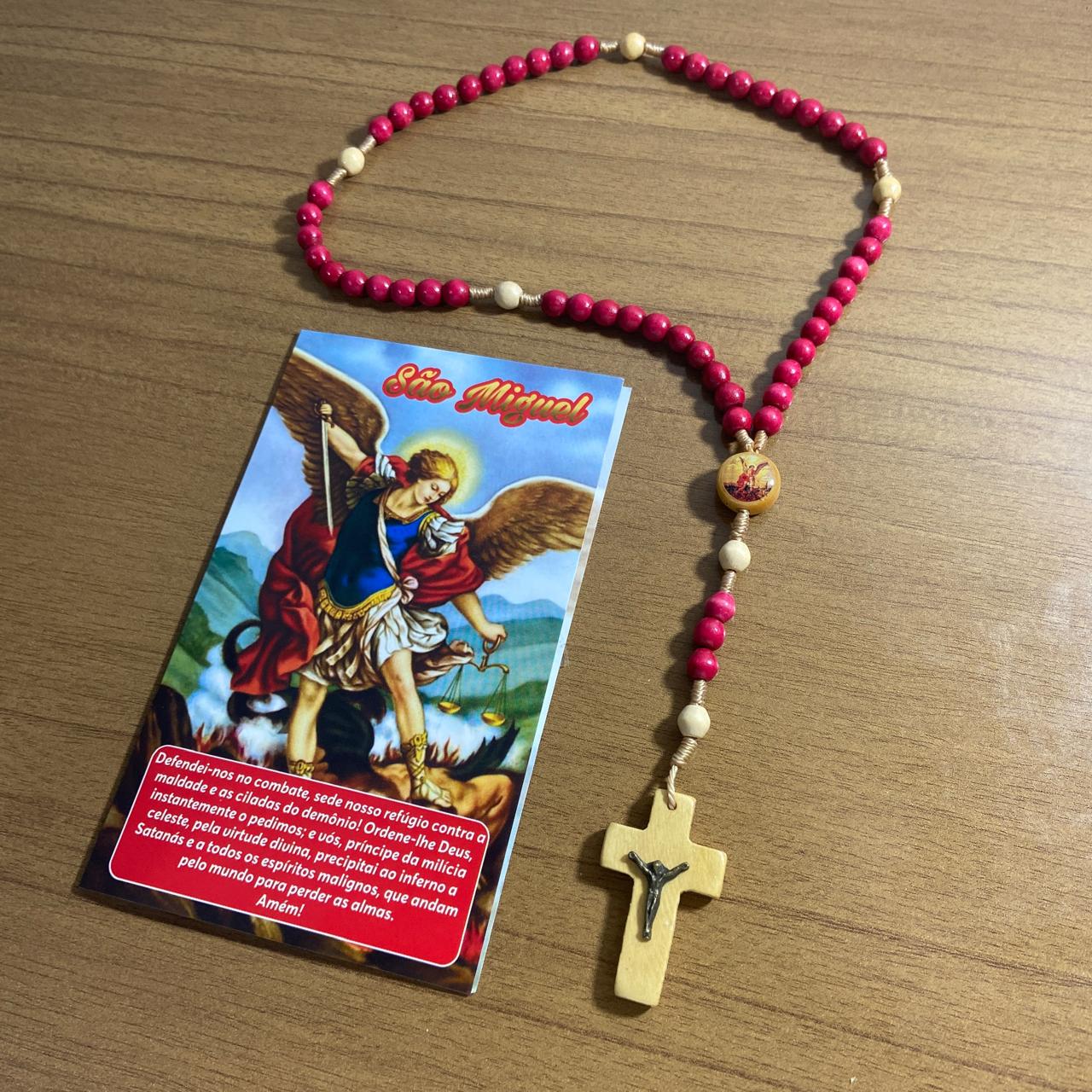 TERÇO DE MADEIRA SÃO MIGUEL ARCANJO 6MM MOD3 (3 UNIDADES)