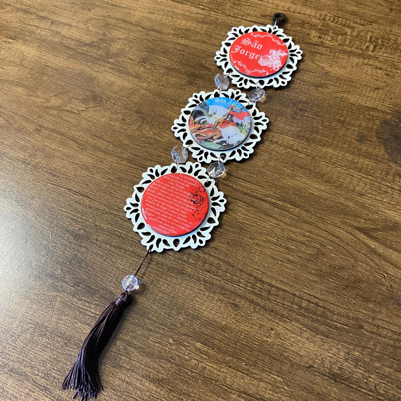 ADORNO TRIPLO REDONDO BRANCO SÃO JORGE (1 UNIDADE)