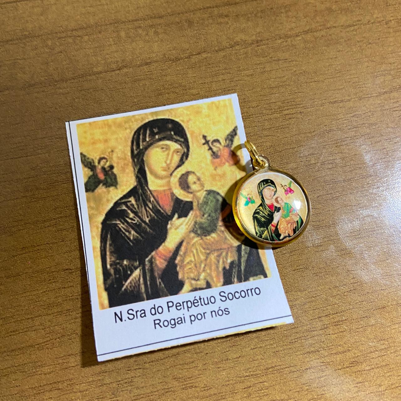 MEDALHA DUPLA FACE NOSSA SENHORA DO PERPÉTUO SOCORRO (12 UNIDADES)